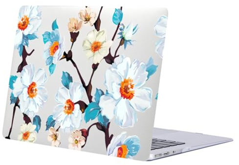 FFBOFFC Hülle Cover Kompatibel mit MacBook Pro 16 Zoll 2020 2019 Freisetzung Modell A2141 mit Touch Bar und Touch ID, Kunststoff Schutzhülle Hartschale Case, Weiße Blume
