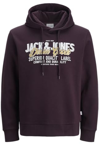 JACK & JONES Men's Jjelogo Sweat Hood 2 Col 25/26 Noos, Plum Perfect, M