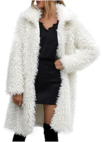 Damen Felljacke Einfarbig Kunstfell Mantel Leichte Temperament Plüschjacke Elegant Große Größe Wintermantel Atmungsaktive Lang Manteljacke Weich und Bequem Pelzjacke für Business