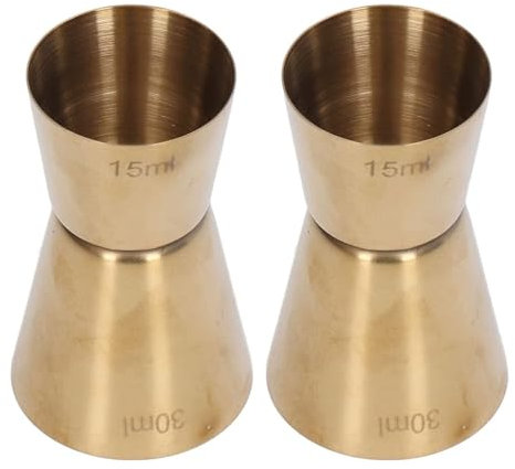 2Pcs Jigger À Cocktail Doré Double Tête En Acier Inoxydable Jigger Mesure Jigger Shot Mesures D'alcool Vin Jigger Bar Tasse À Mesurer for Barman, Shot Tasse À Mesurer Bartender Jigger(15/30ml)