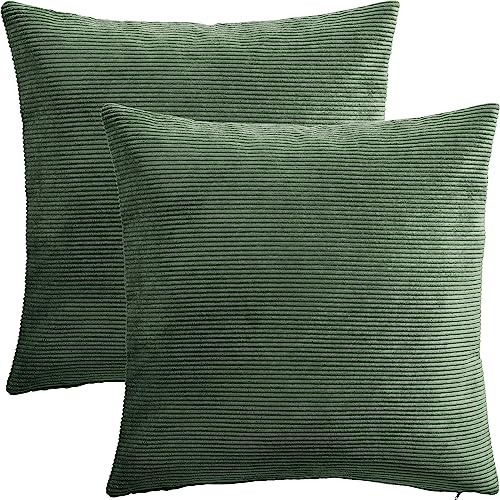 Erwin Müller Kissenhülle Glasgow 2er-Pack Cord Oliv Größe 60x60 cm