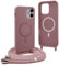 YFSYLL Magnétique Coque pour iPhone 11 avec Cordon,Compatible avec MagSafe,Coque Silicone pour Magnétique avec Réglable Collier - Rose Gold