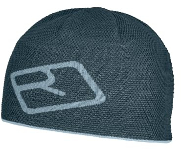 ORTOVOX Merino Logo Knit Beanie - Fein gestrickte Mütze mit weicher Merinowolle zum vielseitigen Berg-Einsatz - blau - Unisex