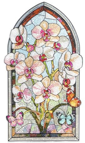 Ideen mit Herz Diamond-Painting-Fensterbild | Glaskunst-Optik | Dekoration & DIY | Material: PET (Weiße Orchideen)