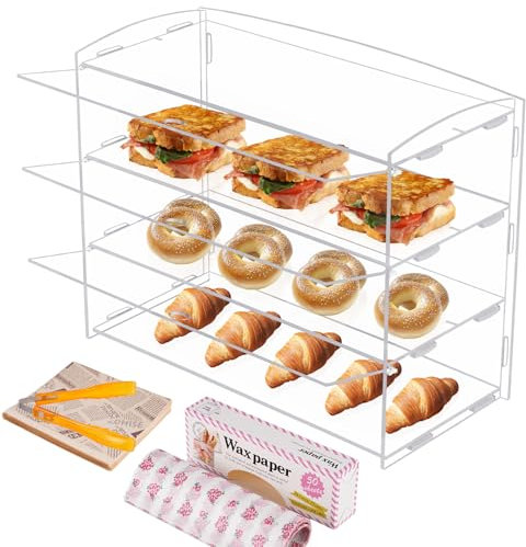 BAOSHISHAN Bäckerei Acryl-Vitrine, 49.5 * 24 * 40cm, 3 Schichten, für Bäckerei Kuchen Gebäck Sandwiches Display