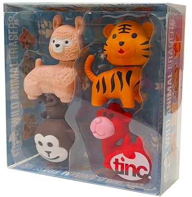 Tinc Wildtier-Radiergummis für Kinder – Verwendung in der Schule und Hausaufgaben (S4WILDER)
