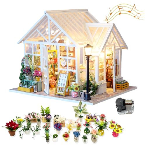 Bloom House DIY Miniature Kit | Transparent Greenhouse-Style Flower Room with Delicate Floral Display & Tea Space | Elegant Gift for Adults (Sosa Flower House M)