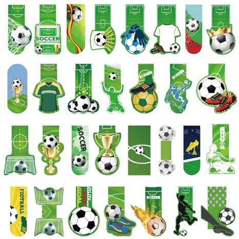 Fußball Lesezeichen, 30 Stück Fussball Geschenke Jungen, Fußball Mitgebsel Jungen, Lesezeichen Kinder Fußbälle, Mitgebsel Kindergeburtstag Fussball, für Schüler Freund Fußballfans Buchliebhaber