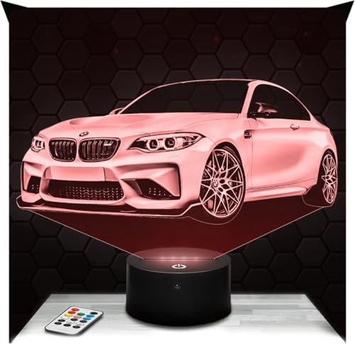 Lampephoto.fr - Lampe M2 Competition Nachtlicht Deutscher Sportwagen | Made in France, Sockel wählbar, dimmbar, Batterie-/USB-Betrieb, HD-Lasergravur, Geschenk für Auto- und Automobilfans