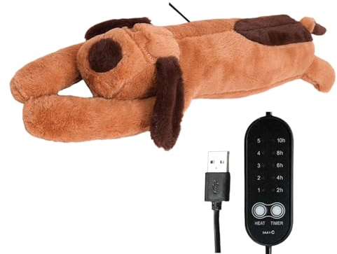 Gihioue Stofftier Wärmekissen Für Erwachsene | Elektrisch Aufwärmbarer Niedlicher Hunde-Plüsch,USB-Heizkissen mit Auto-Abschaltung & Temperatur-Regelung,Für Schultern Nacken Rücken Bauch