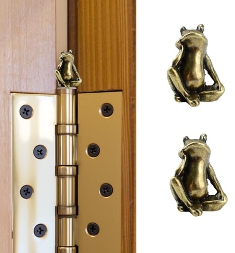 UFURMATE 2 x Scharnierkopf, Heimdekoration, magnetischer Mini-Frosch, dekorative Topper für Scharniere, kreative Messingfrösche, Scharnierköpfe, Magnete, Ornamente (denkender Frosch)