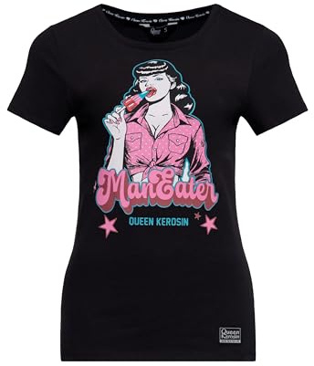 Queen Kerosin Damen T-Shirt Mit Pin-up-Print Man Eater