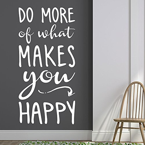 Wandtattoo Do more of what makes you happy! | Englischer Wandspruch | Farbe schwarz, Größe 29x60cm