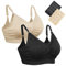 Aigori Nursing Bras Pack of 2, Seamless Wirefree Maternity Bra for Motherhood Pregnancy Breastfeeding Sleeping with Extenders XL Black +Beige
