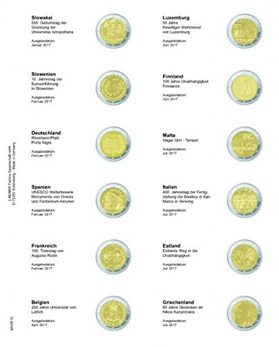 Vordruckblatt 2 EURO Gedenkmünzen: Slowakei 01/2017 - Griechenland 07/2017 [Lindner MU2E17], Vordruckblatt inkl. Multi Collect Münzenblatt MU24