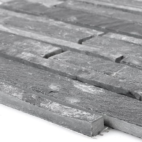 Naturstein Schiefer Mosaik Fliesen Kilis Schwarz Boden Dusche Wand Außenbereich