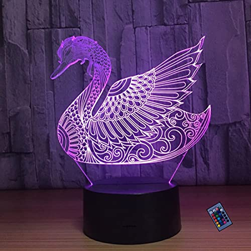 Optische Täuschung 3D Schwan Nacht Licht 16 Farben Andern Sich Fernbedienung USB-Strom Touch Schalter Dekor Lampe LED Lampe Tisch Kinder Brithday weihnachten Geschenk