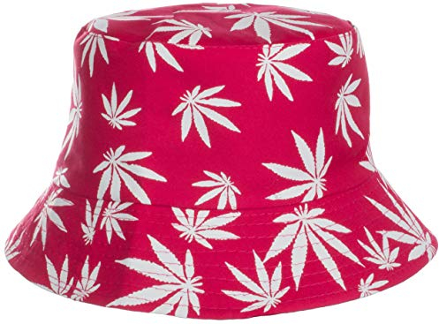 Brandsseller Sonnenhut Cannabis Design Fischerhut Sommerhut Strandhut Travel Cap 100% Baumwolle Rot