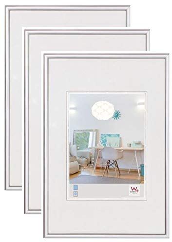 walther design Bilderrahmen silber 20 x 30 cm 3er Pack, New Lifestyle Kunststoffrahmen KV030S3