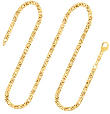 EDELIND Königskette Gold - Echtgold 585, Kette 3.2 mm mit Stempel, Gelbgold Halskette aus Deutschland, Herren Goldkette mit Karabinerverschluss, Länge 100 cm, Gewicht ca. 72.9 g.