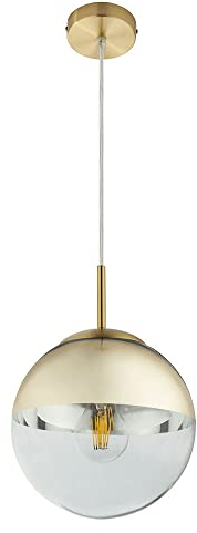 Decken Pendel Glas-Kugel Hänge Lampe 20cm Durchmesser Design Leuchte Beleuchtung Gold