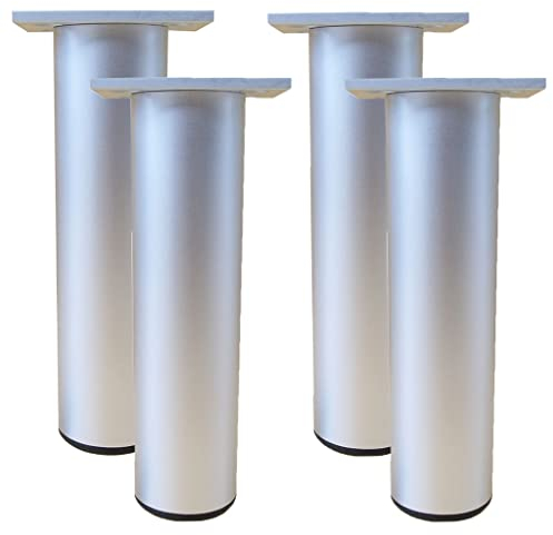 Lot de 4 pieds de meubles de cuisine en Aluminium - Réglables - Ronds - pied de support pour canapé de meuble capacité de charge 100 kg-15cm-Blanc