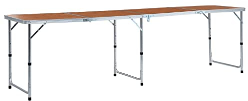 vidaXL Mesa de Camping Plegable Acampada Deporte Senderismo Accesorios Cocina Comedor Caravana Jardín Mobiliario Aluminio 240x60 cm