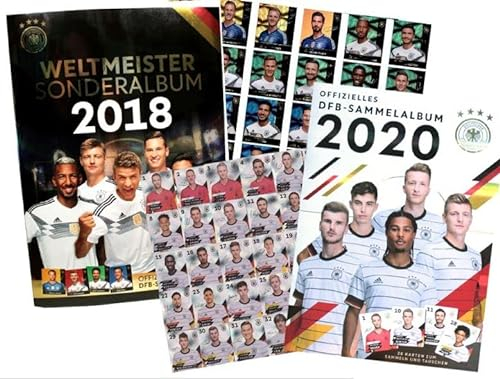 CAGO EM 2020 REWE + WM 2018 REWE Sammelkarten - je 1 Komplettsatz Glitzer + Album + Collect-it Sleeves Hüllen