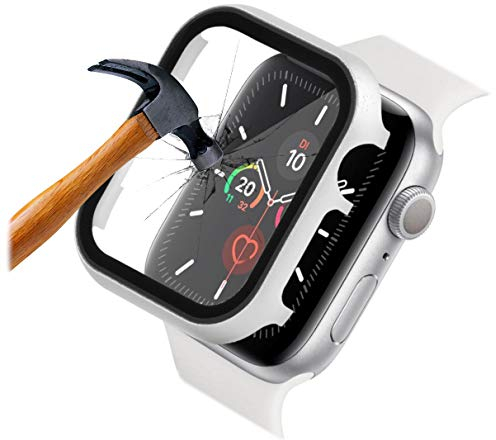 Aluminium Hülle mit Displayschutz für Apple Watch 44mm 40mm iWatch 360° Rundum Full Cover Schutzhülle mit Schutzglas Bumper Case von qualiquipment (40mm, Gold)