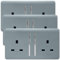 Trendi 2 Gang Artistic Modern Glossy 13 Amp Switched Plug Socket Cool Grey (3 Pack)