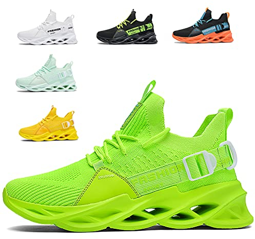 SSERHEHK Sportschuhe Laufschuhe Atmungsaktiv Leichte Turnschuhe Gym Fitness Sneaker für Herren Damen G133 Green 37EU