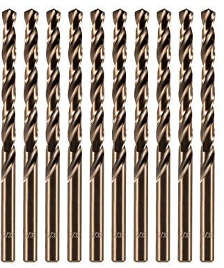 amoolo 7/32 inch Cobalt Drill Bits(10Pcs), M35 HSS Metal Jobber Length Twist Drill Bit Set for Hard Metal, Stainless Steel