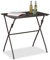 Relaxdays klappbarer Gartentisch, Holzoptik, eckig, Kunststoff, Metall, Balkontisch, HxBxT 75 x 77,5 x 48,5 cm, braun