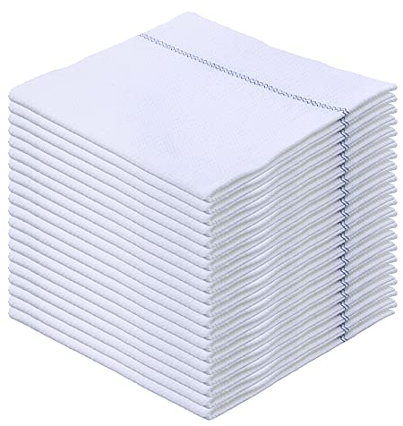 Superio Weiße Rakeltücher (20 Stück) für Cuban-Style Mop, Israelische Spunja Reinigung Mop Handtücher – Küche Bad Fliesen Stein Parkett Holz Boden Wash