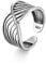 Candyfancy Frauen 925 Silber Ringe Damen Offener Vintage Verstellbar Wave Ring Breite Möbius Wellenform Midi Zeigefinger Größe L