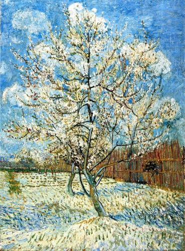 Social Crazy Stampa in Tela Canvas 100% QUALITà ITALIA - Vincent Van Gogh - Albero di Pesco in fiore - effetto Dipinto Idea Regalo Casa quadro cucina stanza da letto soggiorno (100x70 cm)
