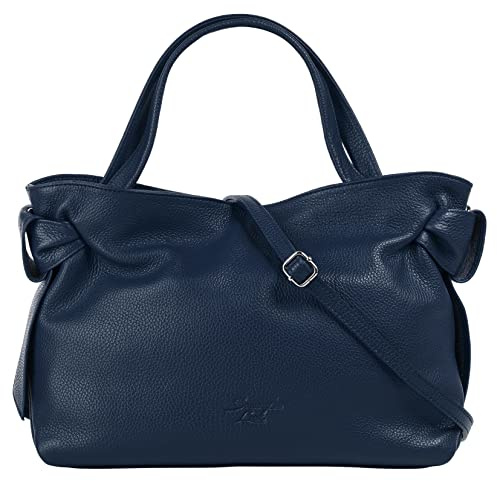 Samantha Look Handtasche Echt Leder Damen Made in Italy, Stilvolle Leder Tasche mit Reißverschluss, Einsteckfächern und Tragehenkeln, Smartphonefach