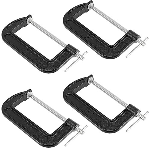 JAPCHET 4 Packs 6 Inches Black C Clamp, Malleable Iron C-clamp, Heavy-Duty C-Clamp for Metalworking, Woodworking, 6-Inch Max Jaw Opening, 2-3/4 Inch Throat Depth