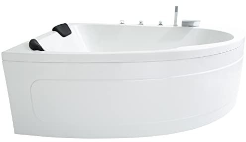 Basera® Eck-Badewanne Guam 180 x 130 cm für 2 Personen mit Wasserfall, LED-Ambiente und Kopfstützen