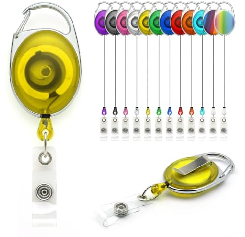 Gelb Ausweisjojo Schlüssel JoJo mit Gürtel Clip Spulen 10 Stück, Ausweis für ID Badge Holder Yoyo Einziehbarer Kartenhalter Schlüsselkarten Schlüsselanhänger Set Schlüsselring Retractable