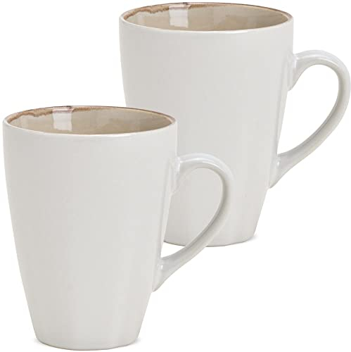 XXL Tassen 2er Set im Landhausstil - Große Porzellan Kaffeetassen in 300 ml für Tee Kaffee Cappuccino - Kaffeebecher spülmaschinenfest und mikrowellengeeignet als Geschenk
