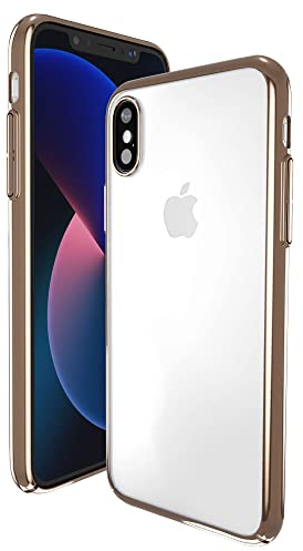 Angeston Case kompatibel mit iPhone X, iPhoneXS, galvanisierte Spiegel-Hartschalen-Schutzhülle für iPhone X, iPhoneXS, stoßfeste, Kratzfeste Hülle – Gold