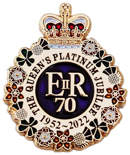 Levviye Broche 70th Queens Jubilé de platine émaillé Cadeau souvenir ELIZABETH II