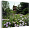MuchoWow Glasbild Glasfoto Wandbild Bilder Deko 40x30 cm Japanischer Garten mit Hortensien