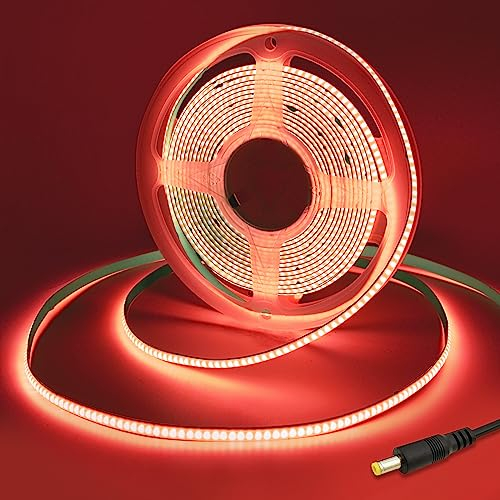 Yamlten DC 4m 12V COB LED Streifen Rot,ip20 Nicht wasserdicht 320LEDs LED Strip,flexibles LED Band für TV Hintergrundbeleuchtung,Schrank,Schlafzimmer.(Stromversorgung schließt aus)
