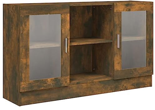 vidaXL Armoire à Vitrine Buffet Organisateur de Maison Meuble de Rangement Salle de Séjour Intérieur Chêne Fumé 120x30,5x70 cm Bois d'Ingénierie