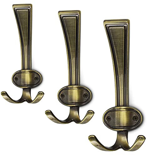 Mavö 3 x Kleiderhaken vintage Huthaken Garderobenhaken Wandhaken Haken Handtuchhaken Boni.L Gold antik