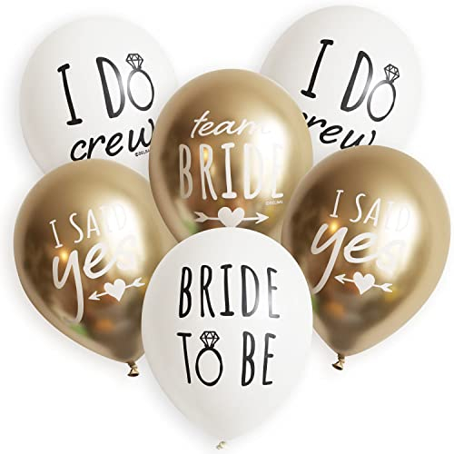 6 Stk. Premium Luftballons Chrom Metallic Bio 12' Bride To Be Hochzeit JGA Braut Set