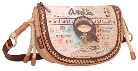 Anekke - Ovale Damen-Umhängetasche aus Kunstleder für Damen mit verstellbarem Riemen und Menire-Reißverschlüssen, Zubehör und Accessoires für Damen, 23 x 16 x 9 cm, bunt, Einheitsgröße