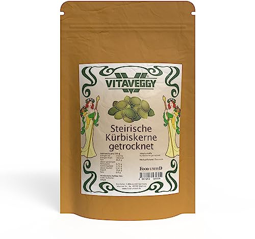 VITAVEGGY STEIRISCHE KÜRBISKERNE 1000g | geschält | Styrian Pumpkin Seeds | cucurbita pepo styriaca | Steiermark | Food-United | für steirisches Kürbiskernöl oder als Topping für Salate Suppen